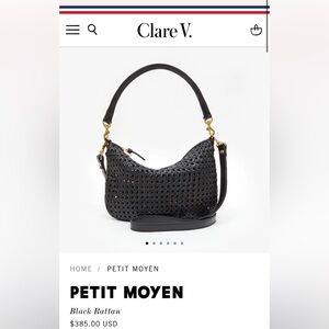 Clare V petit moyen in black rattan